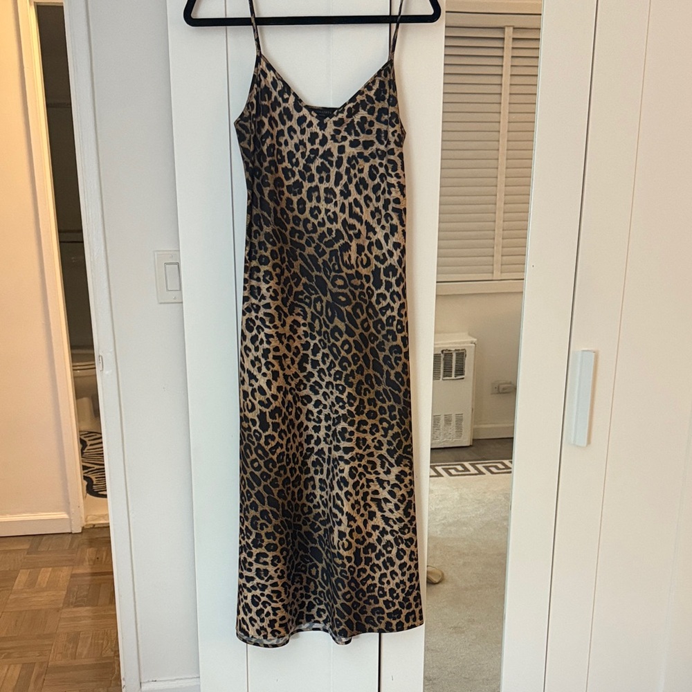 All Saints Leopard Print Slip Dress